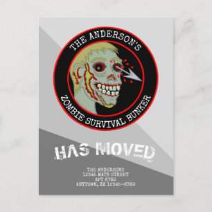 Zombie Red Black Logo Funny Moving New Address Announcement Postcard
