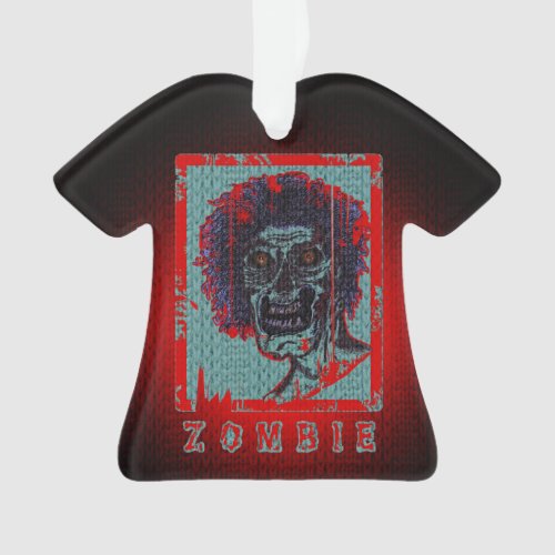 Zombie_Red  Blue Distressed Ornament