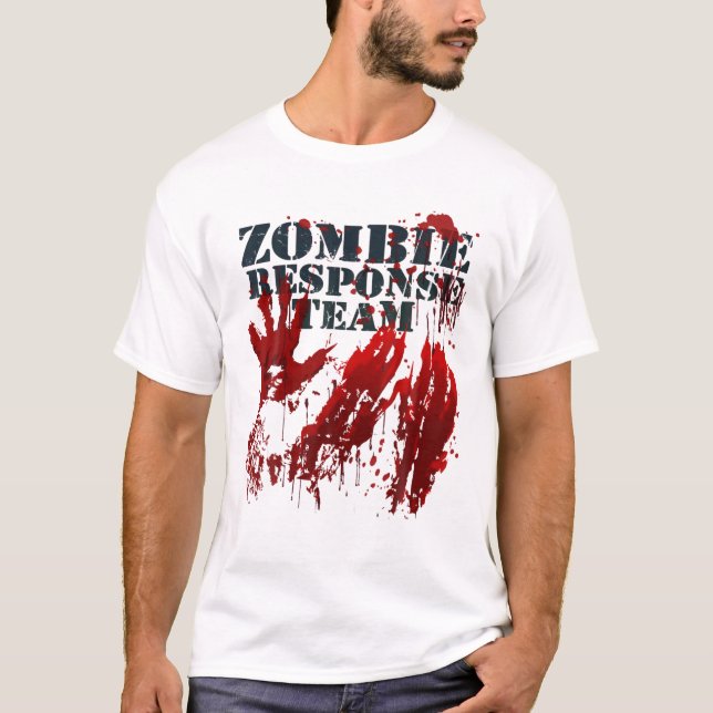 Zombie Response Team Blood Splatter Hands Bloody H T-Shirt (Front)