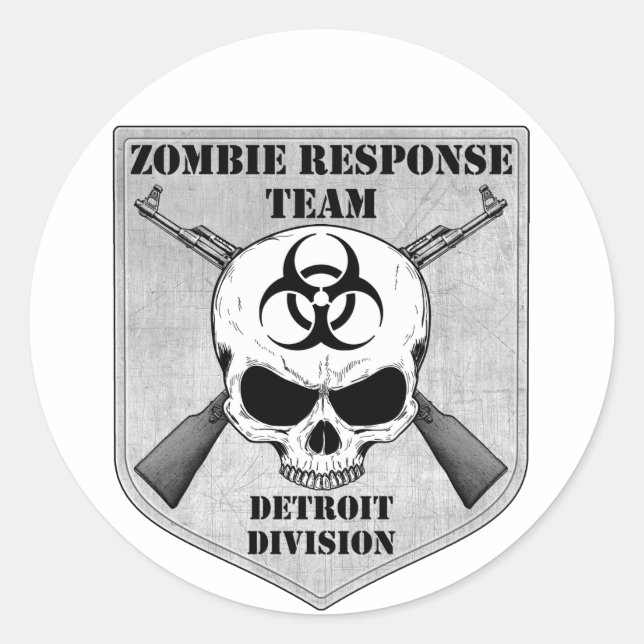Zombie Response Team: Detroit Division Classic Round Sticker (Front)