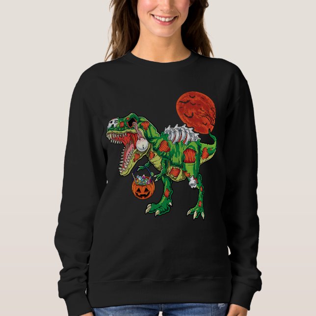 Zombie rex dinosaur skeleton Halloween Kids costum Sweatshirt (Front)