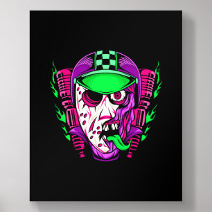 Zombie Rider Neon Horror Biker Design Acrylic Photo Tile