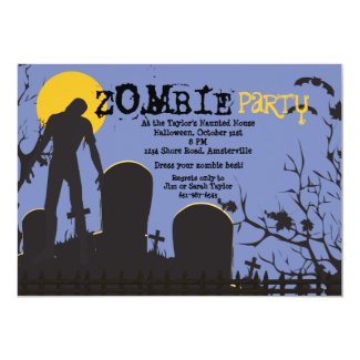 Zombie Rises Halloween Party Invitation