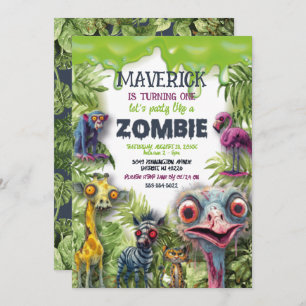 Zombie Safari Animals Birthday  Invitation