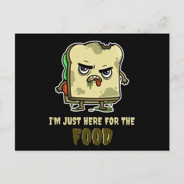 Zombie Sandwich Toast Funny Halloween Kawaii Postcard (Front)