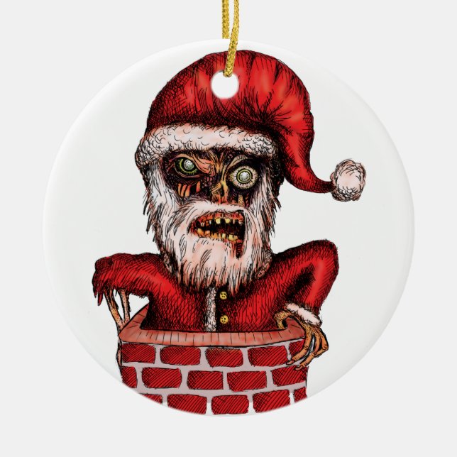 Zombie Santa Ceramic Ornament (Front)