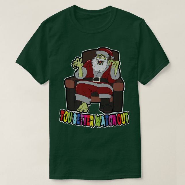Zombie Santa Claus, Christmas, Halloween, XMas, Fu T-Shirt (Design Front)