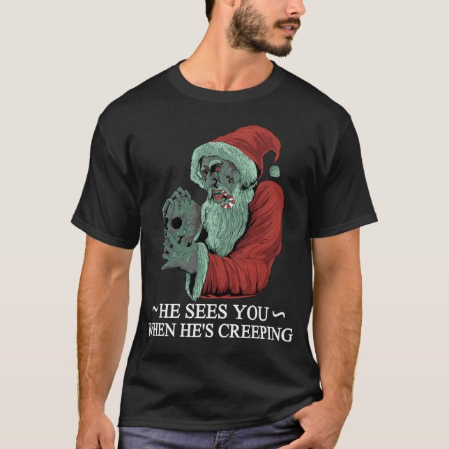 Zombie Santa Claus Horror Krampus Christmas T-Shirt (Front)