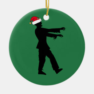 Zombie Santa Funny Christmas Ceramic Ornament