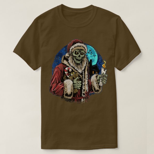 Zombie Santa Funny Sarcastic Ugly Christmas  T-Shirt (Design Front)