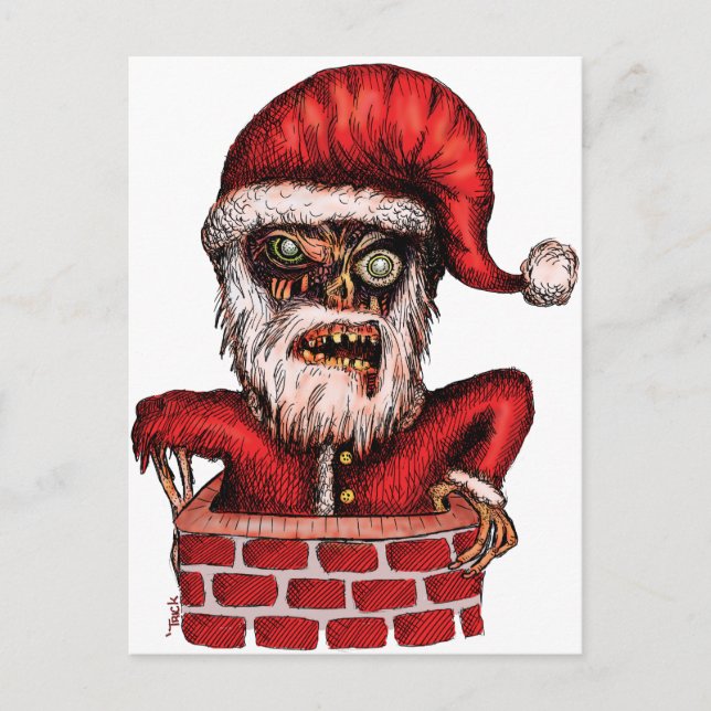 Zombie Santa Holiday Postcard (Front)