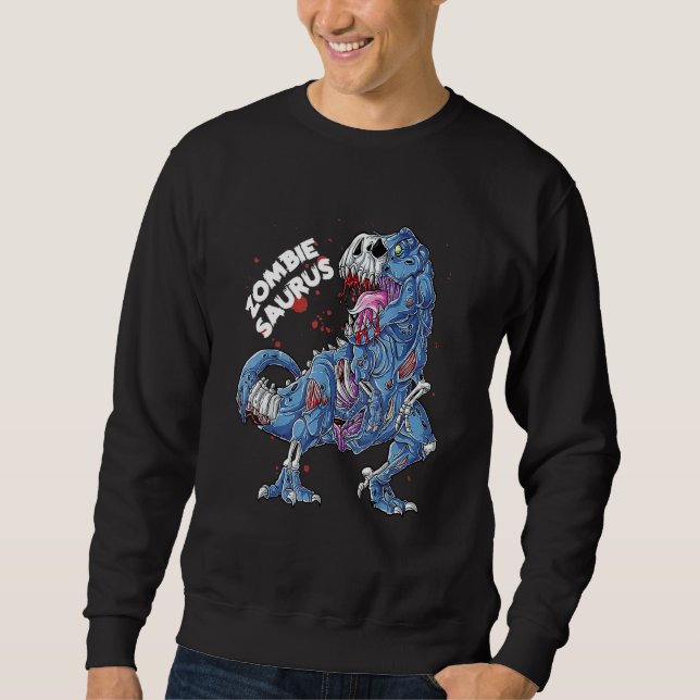 Zombie Saurus Halloween Kids Dinosaur Rex Sweatshirt (Front)