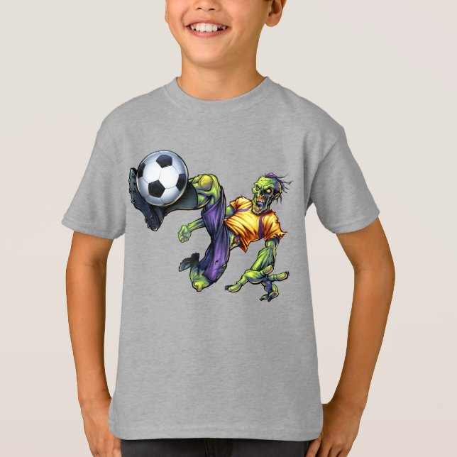 Zombie Scary Halloween Soccer Player Boy's T-Shirt (Front)