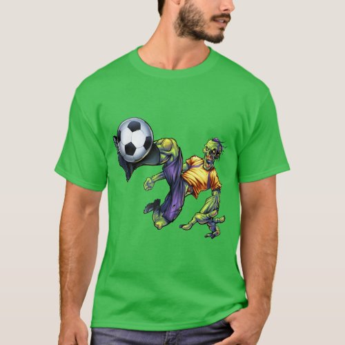 Zombie Scary Halloween Soccer Player Mens T_Shirt