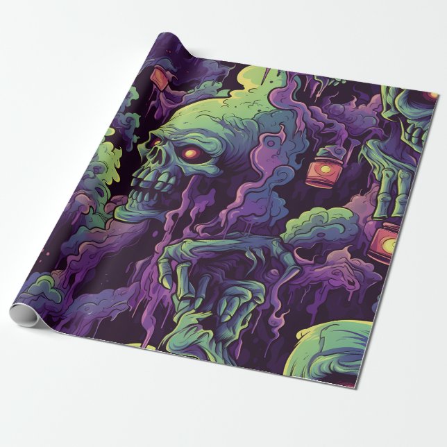 Zombie Searching For Brains Wrapping Paper (Unrolled)