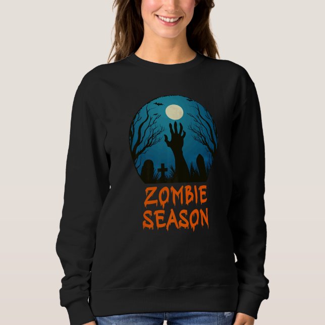 Zombie Season Moonlit Graveyard  Scary Kids Boys A Sweatshirt (Front)