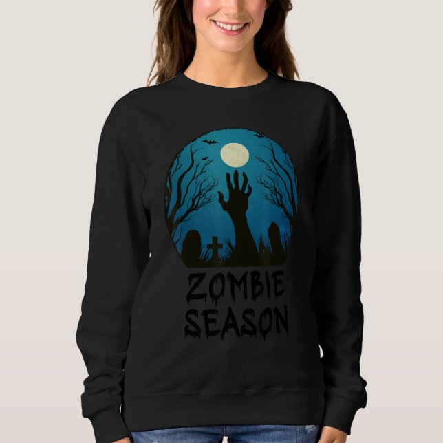 Zombie Season Moonlit Graveyard  Scary Kids Boys A Sweatshirt (Front)