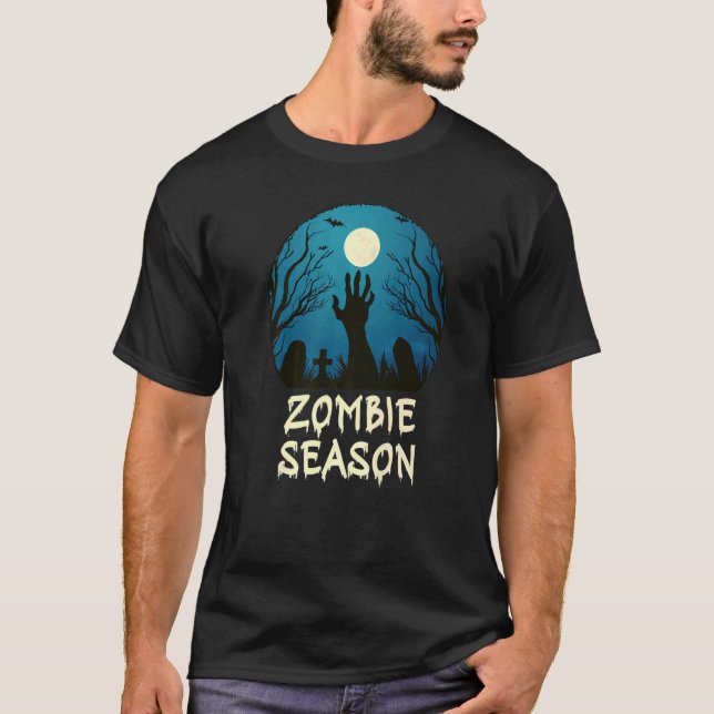 Zombie Season Moonlit Graveyard  Scary Kids Boys A T-Shirt (Front)