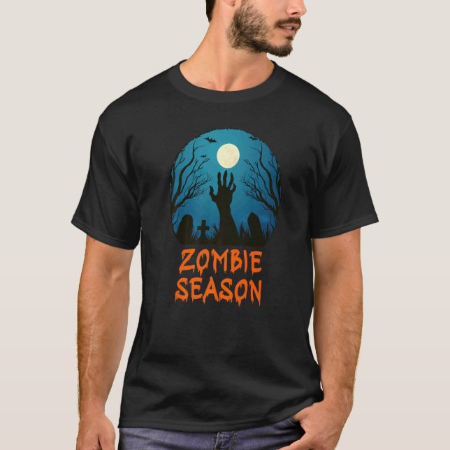 Zombie Season Moonlit Graveyard  Scary Kids Boys A T-Shirt (Front)