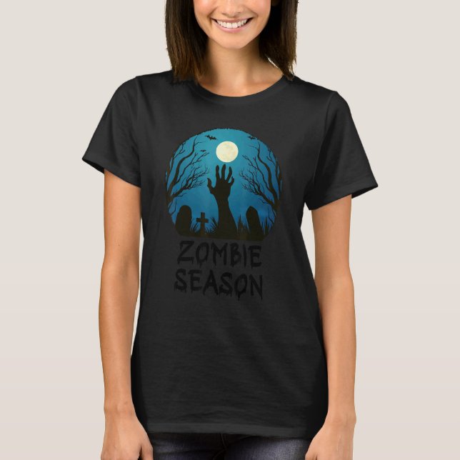 Zombie Season Moonlit Graveyard  Scary Kids Boys A T-Shirt (Front)