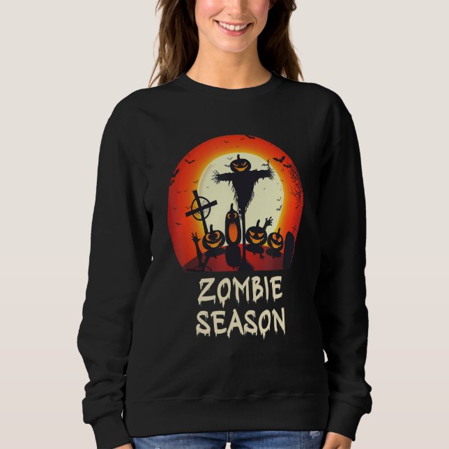 Zombie Season Moonlit Scary Graveyard  Kids Boys A Sweatshirt (Front)