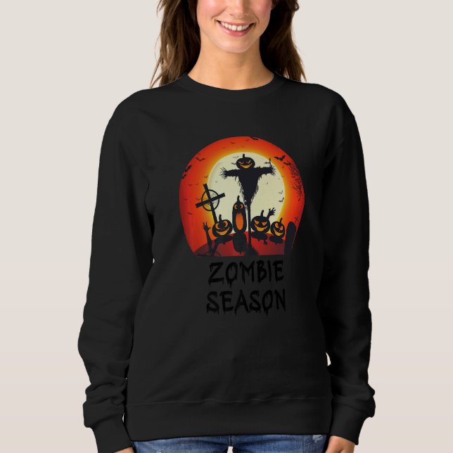 Zombie Season Moonlit Scary Graveyard  Kids Boys A Sweatshirt (Front)