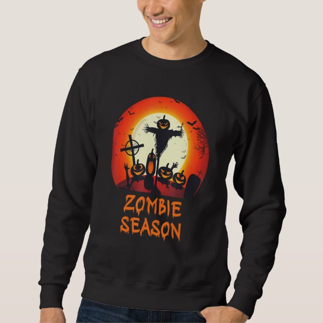 Zombie Season Moonlit Scary Graveyard  Kids Boys A Sweatshirt (Front)