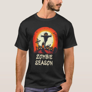 Zombie Season Moonlit Scary Graveyard Kids Boys A T-Shirt