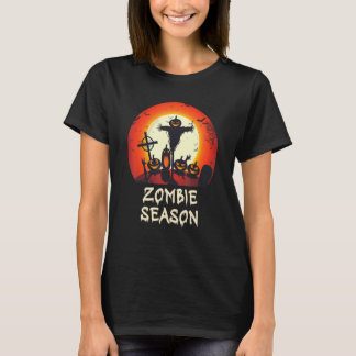Zombie Season Moonlit Scary Graveyard Kids Boys A T-Shirt