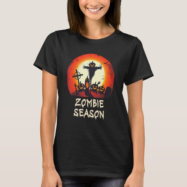Zombie Season Moonlit Scary Graveyard  Kids Boys A T-Shirt (Front)