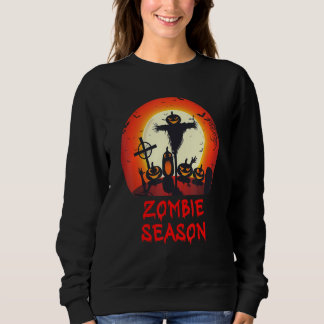 Zombie Season Moonlit Scary Graveyard Kids Boys Sweatshirt
