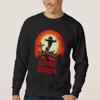 Zombie Season Moonlit Scary Graveyard Kids Boys Sweatshirt