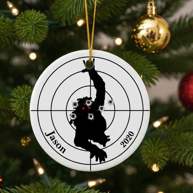 Zombie Shooting Target Gun Shooter Christmas Ceramic Ornament (Creator Uploaded)