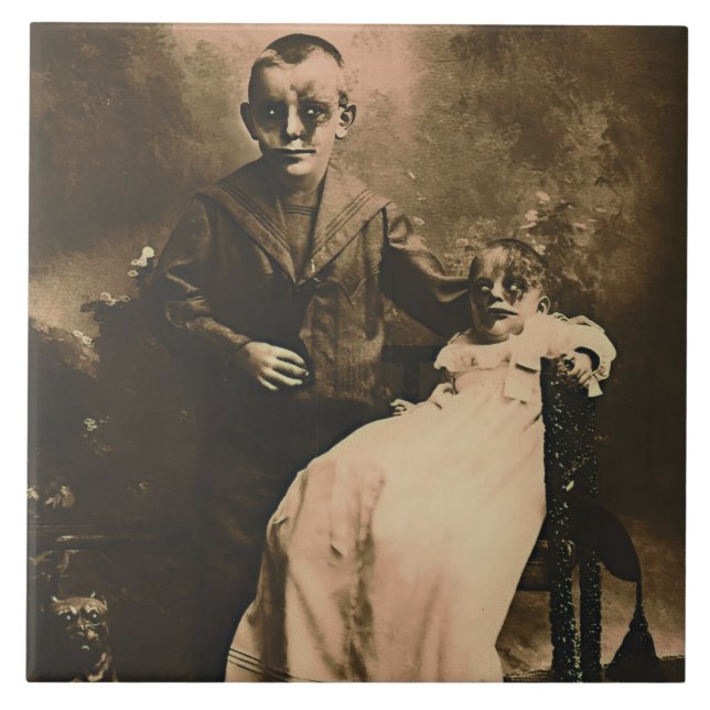 Zombie Siblings  Ceramic Tile (Front)