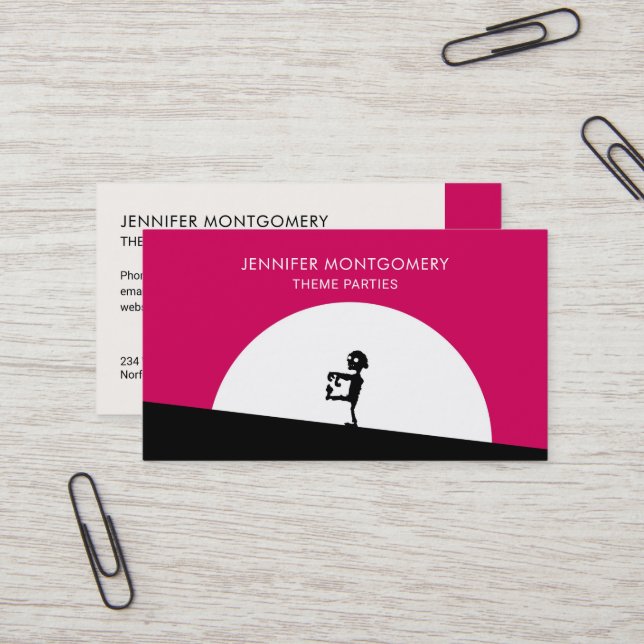 Zombie Silhouette with Full Moon Business Card (Front/Back In Situ)