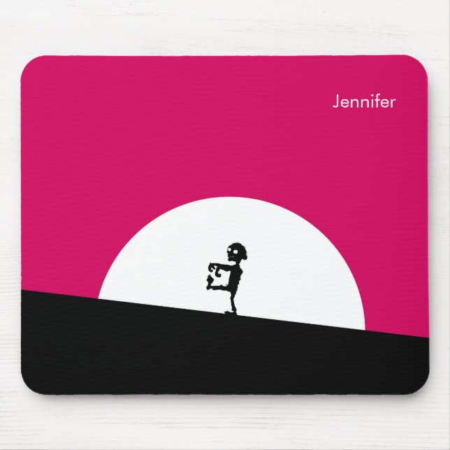 Zombie Silhouette with Full Moon Personalized Mouse Pad (Front)