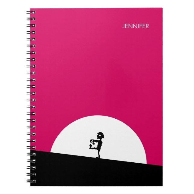 Zombie Silhouette with Full Moon Personalized Notebook (Front)