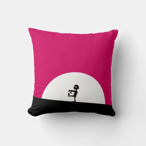 Zombie Silhouette with Full Moon Throw Pillow