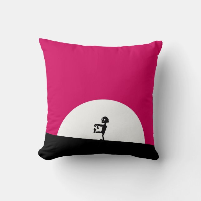 Zombie Silhouette with Full Moon Throw Pillow (Front)