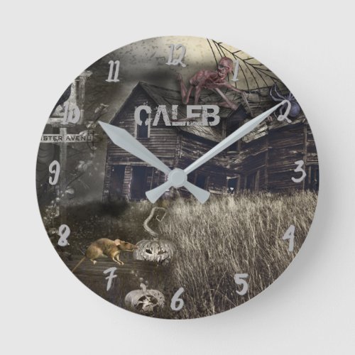 Zombie Sinister Halloween Horror Personalized Round Clock