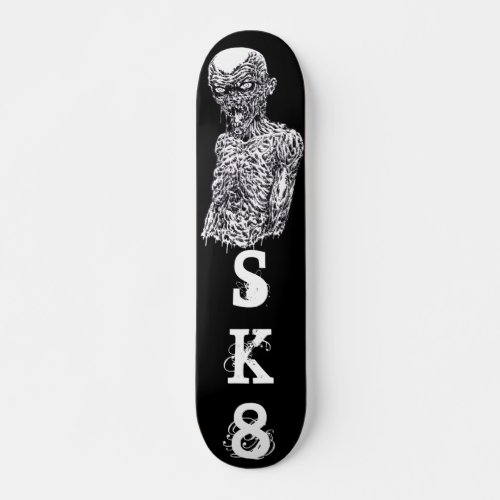 Zombie SK8 Black And White Art Skateboard