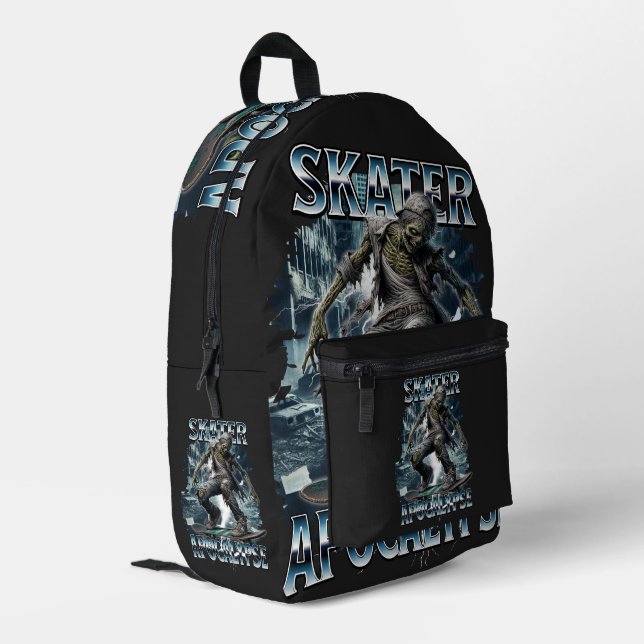 ZOMBIE SKATER APOCALYPSE PRINTED BACKPACK (Back Corner Left)