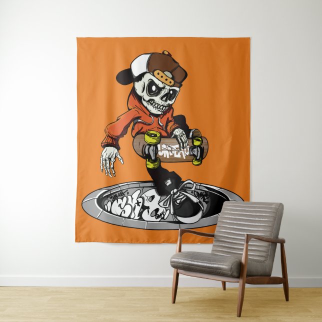 Zombie Skater custom color tapestries (In Situ)