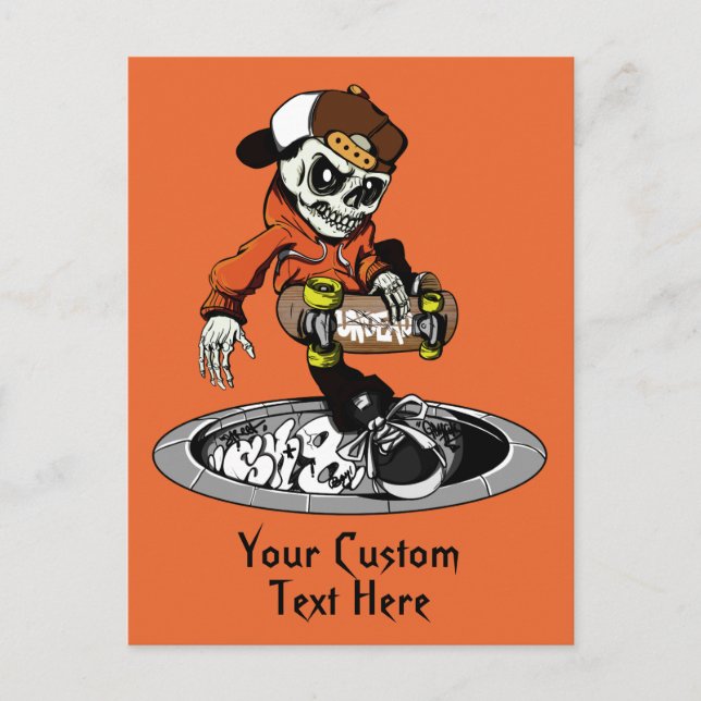 Zombie Skater custom text & color postcard (Front)
