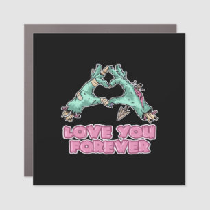Zombie Skeleton Heart And Hands Classic Look Car Magnet