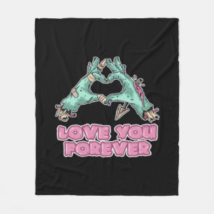 Zombie Skeleton Heart And Hands Classic Look Fleece Blanket