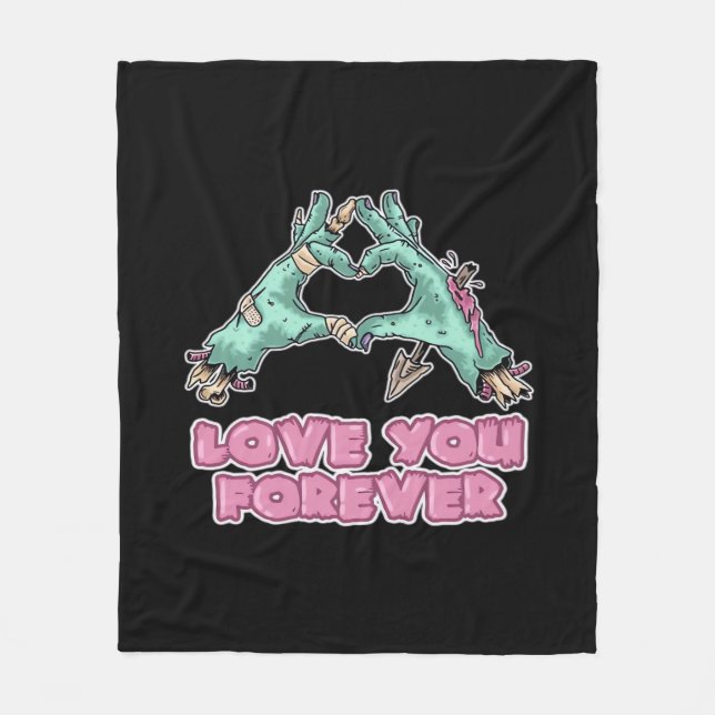 Zombie Skeleton Heart And Hands Classic Look Fleece Blanket (Front)