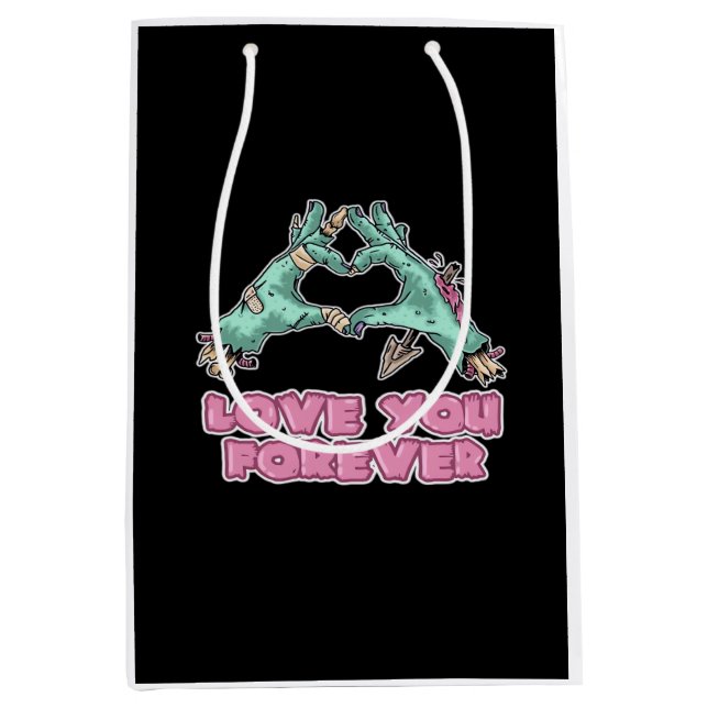 Zombie Skeleton Heart And Hands Classic Look Medium Gift Bag (Front)