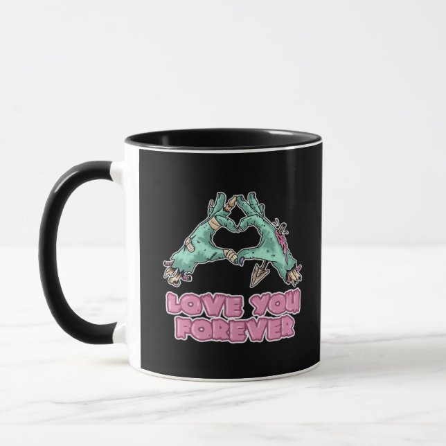 Zombie Skeleton Heart And Hands Classic Look Mug (Left)