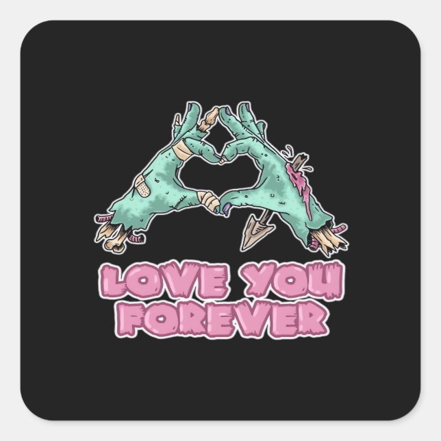 Zombie Skeleton Heart And Hands Classic Look Square Sticker (Front)